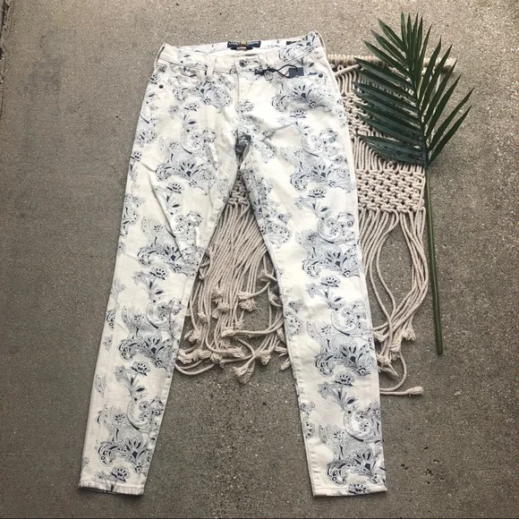 New Lucky Brand Paisley Printed Skinny Jeans Size 26 - Picture 3 of 7